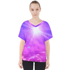 Purple Sun V-neck Dolman Drape Top by okhismakingart