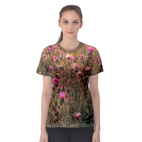 Thistle Field Women s Sport Mesh Tee by okhismakingart