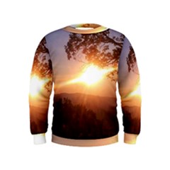 Mountain Sunset Kids  Sweatshirt by okhismakingart