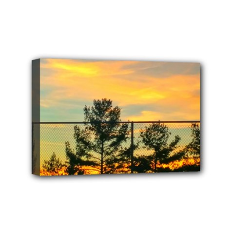 Fence Line Trees Mini Canvas 6  X 4  (stretched) by okhismakingart