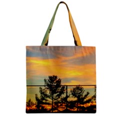 Fence Line Trees Zipper Grocery Tote Bag by okhismakingart