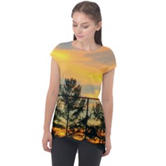 Fence Line Trees Cap Sleeve High Low Top by okhismakingart