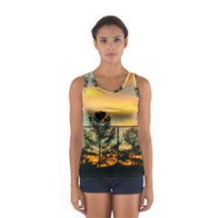 Fence Line Trees Sport Tank Top  by okhismakingart