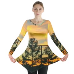 Fence Line Trees Long Sleeve Tunic  by okhismakingart