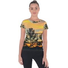 Fence Line Trees Short Sleeve Sports Top  by okhismakingart