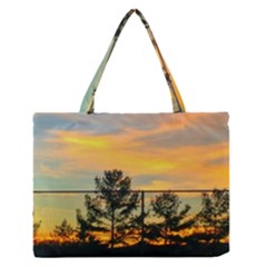 Fence Line Trees Zipper Medium Tote Bag by okhismakingart