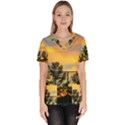 Fence Line Trees Women s V-Neck Scrub Top View1