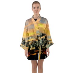 Fence Line Trees Long Sleeve Kimono Robe by okhismakingart