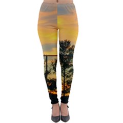 Fence Line Trees Lightweight Velour Leggings by okhismakingart