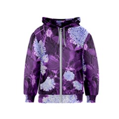 Queen Anne s Lace With Purple Leaves Kids  Zipper Hoodie by okhismakingart