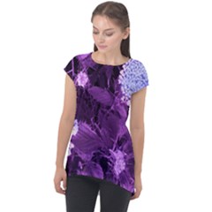 Queen Anne s Lace With Purple Leaves Cap Sleeve High Low Top by okhismakingart