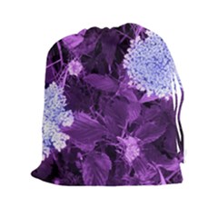 Queen Anne s Lace With Purple Leaves Drawstring Pouch (xxl) by okhismakingart