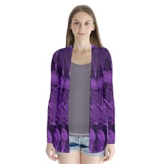 Queen Anne s Lace With Purple Leaves Drape Collar Cardigan by okhismakingart