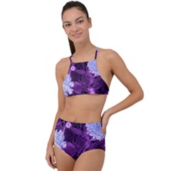 Queen Anne s Lace With Purple Leaves High Waist Tankini Set by okhismakingart