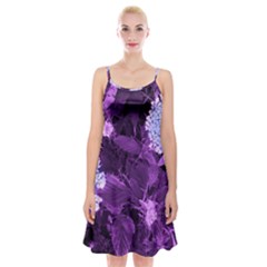 Queen Anne s Lace With Purple Leaves Spaghetti Strap Velvet Dress by okhismakingart