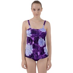 Queen Anne s Lace With Purple Leaves Twist Front Tankini Set by okhismakingart