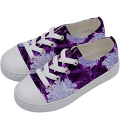 Queen Anne s Lace With Purple Leaves Kids  Low Top Canvas Sneakers by okhismakingart