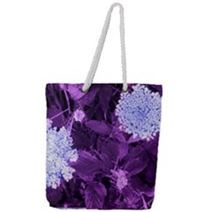 Queen Anne s Lace With Purple Leaves Full Print Rope Handle Tote (large) by okhismakingart