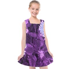 Queen Anne s Lace With Purple Leaves Kids  Cross Back Dress by okhismakingart