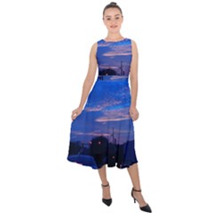 Blue Highway Midi Tie-back Chiffon Dress by okhismakingart