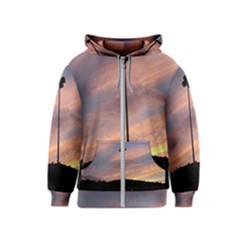 Parking Lot Sunset Kids  Zipper Hoodie by okhismakingart