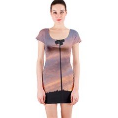 Parking Lot Sunset Short Sleeve Bodycon Dress by okhismakingart