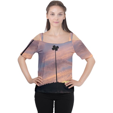 Parking Lot Sunset Cutout Shoulder Tee by okhismakingart