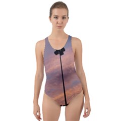 Parking Lot Sunset Cut-out Back One Piece Swimsuit by okhismakingart