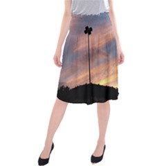 Parking Lot Sunset Midi Beach Skirt by okhismakingart