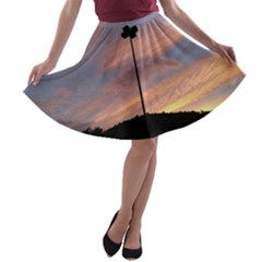 Parking Lot Sunset A-line Skater Skirt by okhismakingart