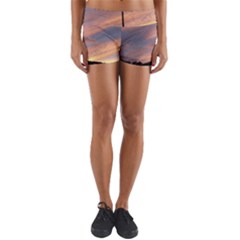 Parking Lot Sunset Yoga Shorts by okhismakingart