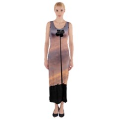 Parking Lot Sunset Fitted Maxi Dress by okhismakingart