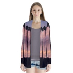 Parking Lot Sunset Drape Collar Cardigan by okhismakingart