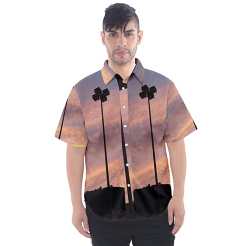 Parking Lot Sunset Men s Short Sleeve Shirt by okhismakingart