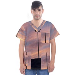 Parking Lot Sunset Men s V-neck Scrub Top