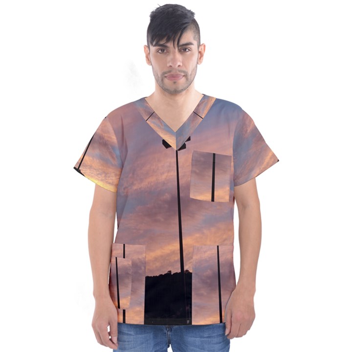 Parking Lot Sunset Men s V-Neck Scrub Top