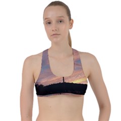 Parking Lot Sunset Criss Cross Racerback Sports Bra by okhismakingart