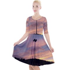 Parking Lot Sunset Quarter Sleeve A-line Dress by okhismakingart