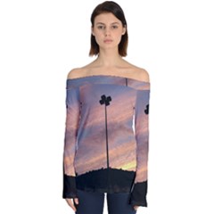 Parking Lot Sunset Off Shoulder Long Sleeve Top by okhismakingart