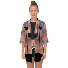 Parking Lot Sunset Open Front Chiffon Kimono by okhismakingart