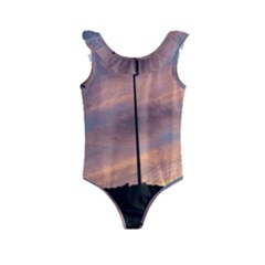 Parking Lot Sunset Kids  Frill Swimsuit by okhismakingart