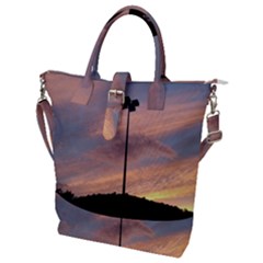 Parking Lot Sunset Buckle Top Tote Bag by okhismakingart