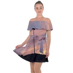 Parking Lot Sunset Off Shoulder Velour Dress by okhismakingart