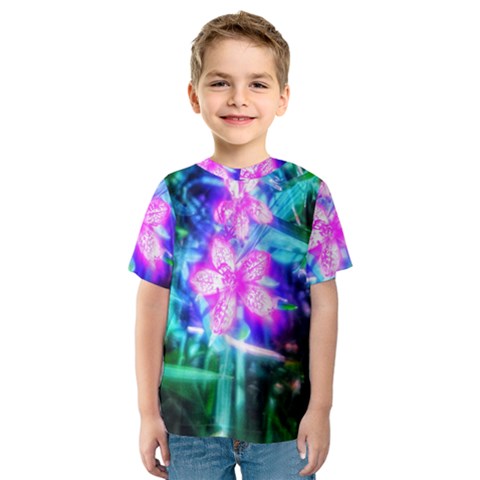 Glowing Flowers Kids  Sport Mesh Tee by okhismakingart