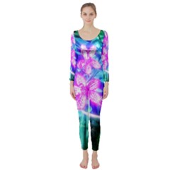 Glowing Flowers Long Sleeve Catsuit by okhismakingart