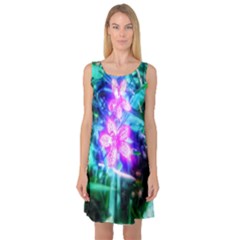 Glowing Flowers Sleeveless Satin Nightdress by okhismakingart