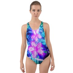 Glowing Flowers Cut-out Back One Piece Swimsuit by okhismakingart