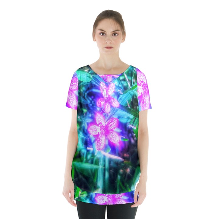 Glowing Flowers Skirt Hem Sports Top