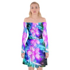 Glowing Flowers Off Shoulder Skater Dress by okhismakingart