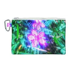 Glowing Flowers Canvas Cosmetic Bag (large) by okhismakingart